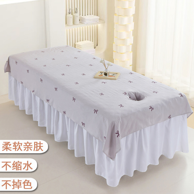 Tyk Beauty Bed Sheet Beauty Salon เฉพาะชิ้นเดียวสีขาวมีรูเป็นมิตรกับผิวล้างทําความสะอาดได้ Quick-Dry
