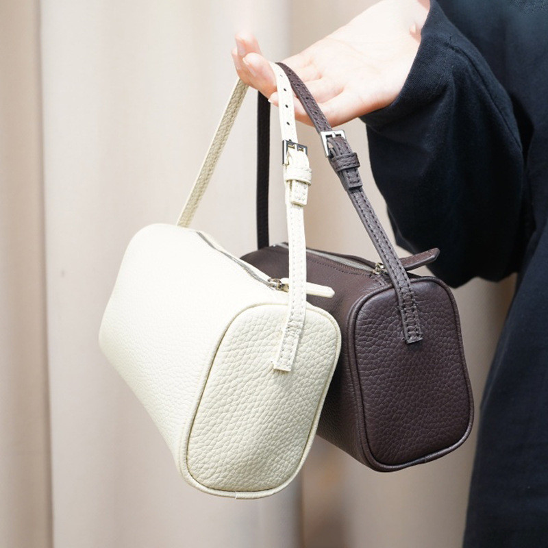 TC First Layer Cowhide ของแท้หนังหญิงกระเป๋าหนังแท้ผู้ถือปากกา All-Match แบบพกพา Cross-Body กระเป๋าใ