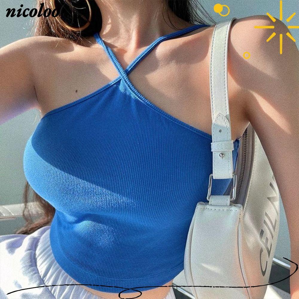 NICOLOCami Crop Top, Slim Fitting Dopamine Summer Tops, Short Aesthetic Y2k Coquette Clothes