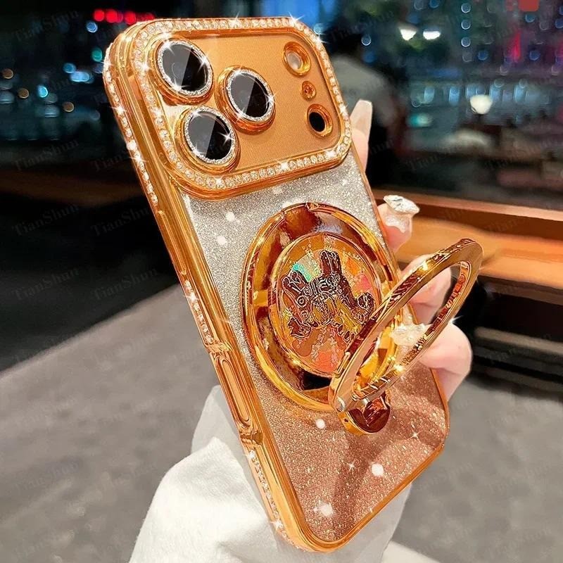 เงาด้วยโลหะเคลือบแฟลชเพชรเคสโทรศัพท์เข้ากันได้สําหรับ ไอโฟน 17 16 15 14 13 12 11 มือโปร สูงสุด อ่อนนุ่ม ทีพียู เคสกันกระแทกฝาหลัง