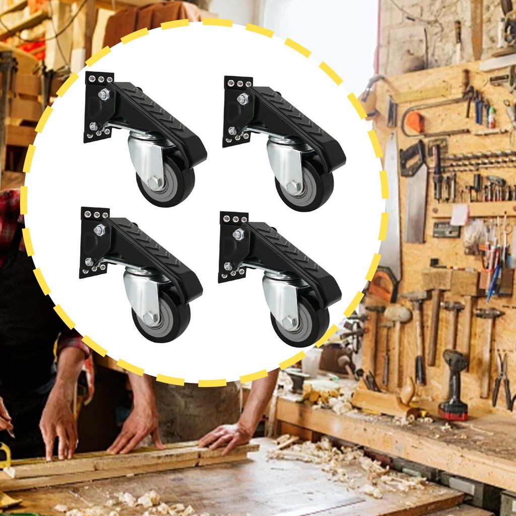 [Lhobby] 4 ชิ้น Workbench Caster Retractable Iron 2.5 นิ้วปรับด้านข้างติดตั้ง