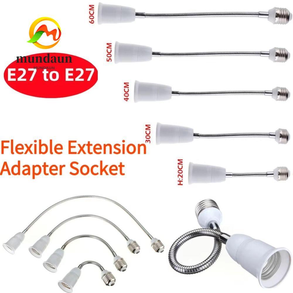 MUNDAUN ผู้ถือโคมไฟ Converter, ยืดหยุ่น E27 ถึง E27 หลอดไฟ LED Extension Tube, คุณภาพสูงเกลียว 20/30/40/60 ซม.ยาวหลอดไฟแปลงซ็อกเก็ต Home