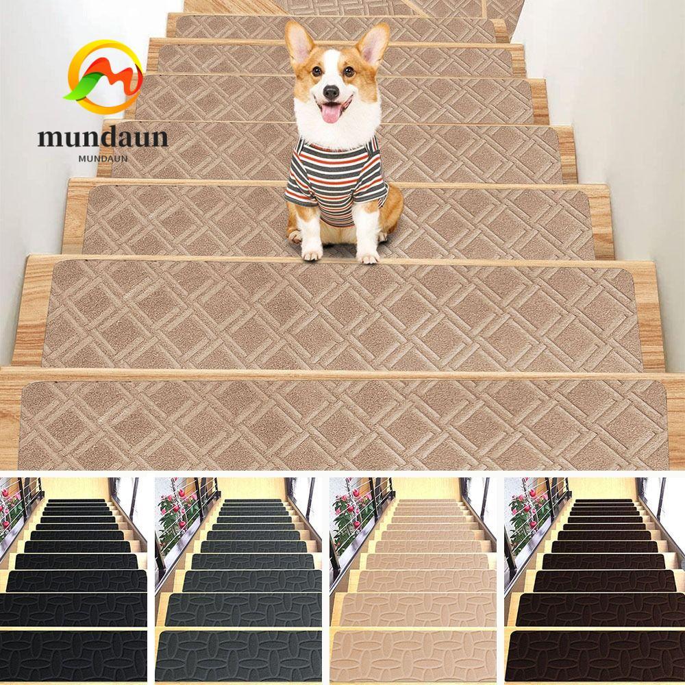 MUNDAUN บันไดพรมพรม, 76X20 ซม.ลื่นบันได,ความปลอดภัย Self-กาว Soft Stripe พรมเช็ดเท้าตกแต่งบ้าน