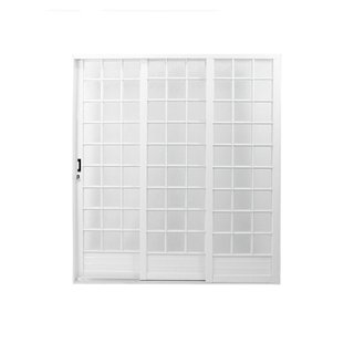 Porta de Aço de Correr 215x160cm com Vidro Minas Sul MGM Abertura Direita Branco Direita
