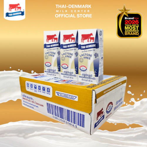 นมไทยเดนมาร์ค UHT แลคโตสฟรี 180 มล. ยกลัง 36 กล่อง นมวัวแท้ 100% นมกล่อง UHT