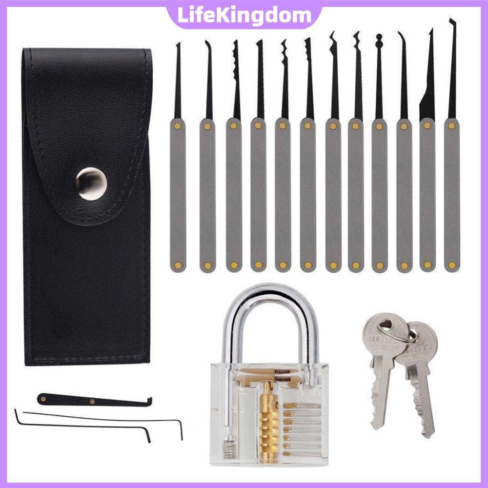 ⚡24ชม.⚡ 17 ชิ้น Professional Lock Pick Set มัลติฟังก์ชั่นไม่มีล็อคปลดล็อค Extractor Pick Key ชุดเครื