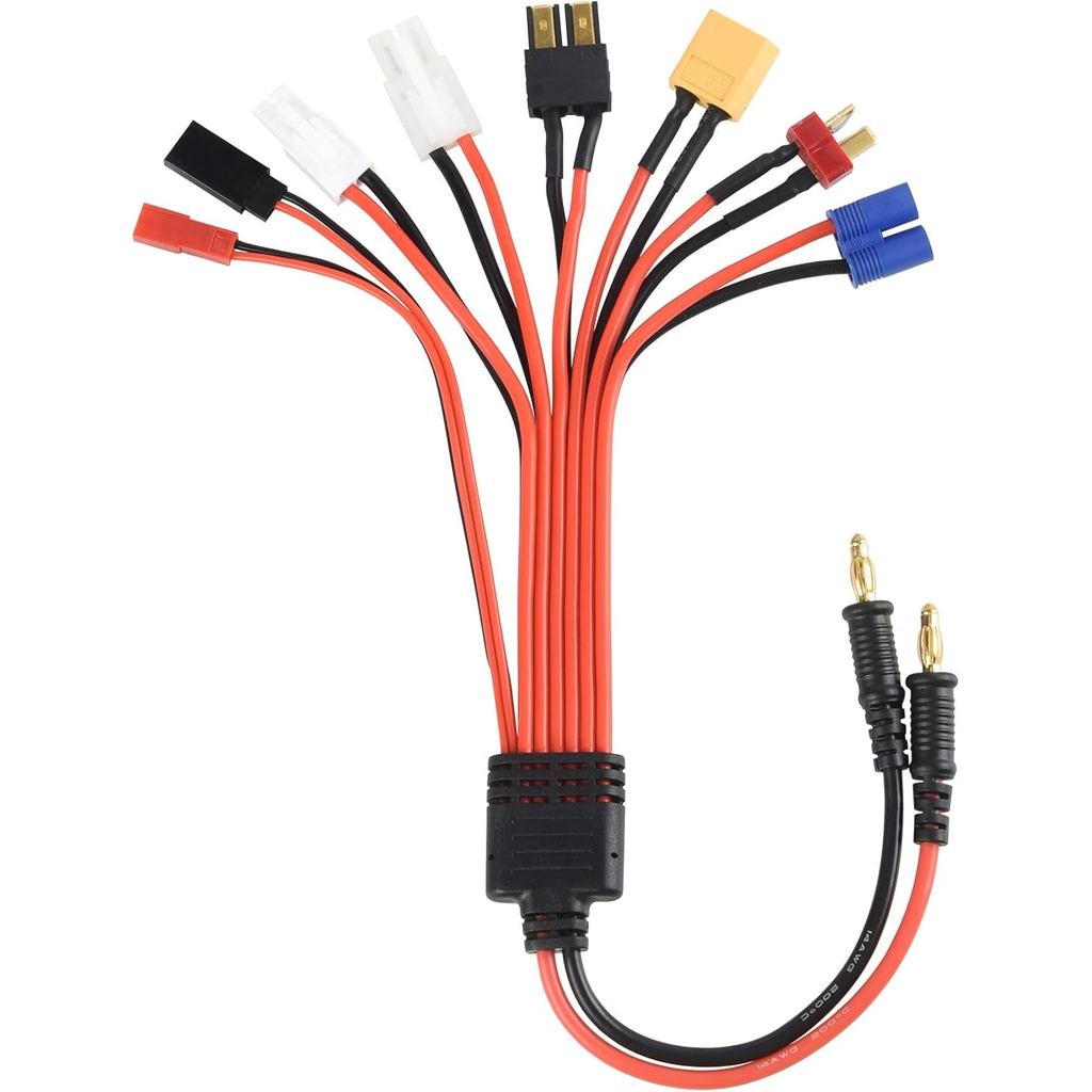 RC Lipo Battery Charger Adapter Connector Splitter Wire 8 in 1 – Universal Connector to XT60/ 4.0mm 