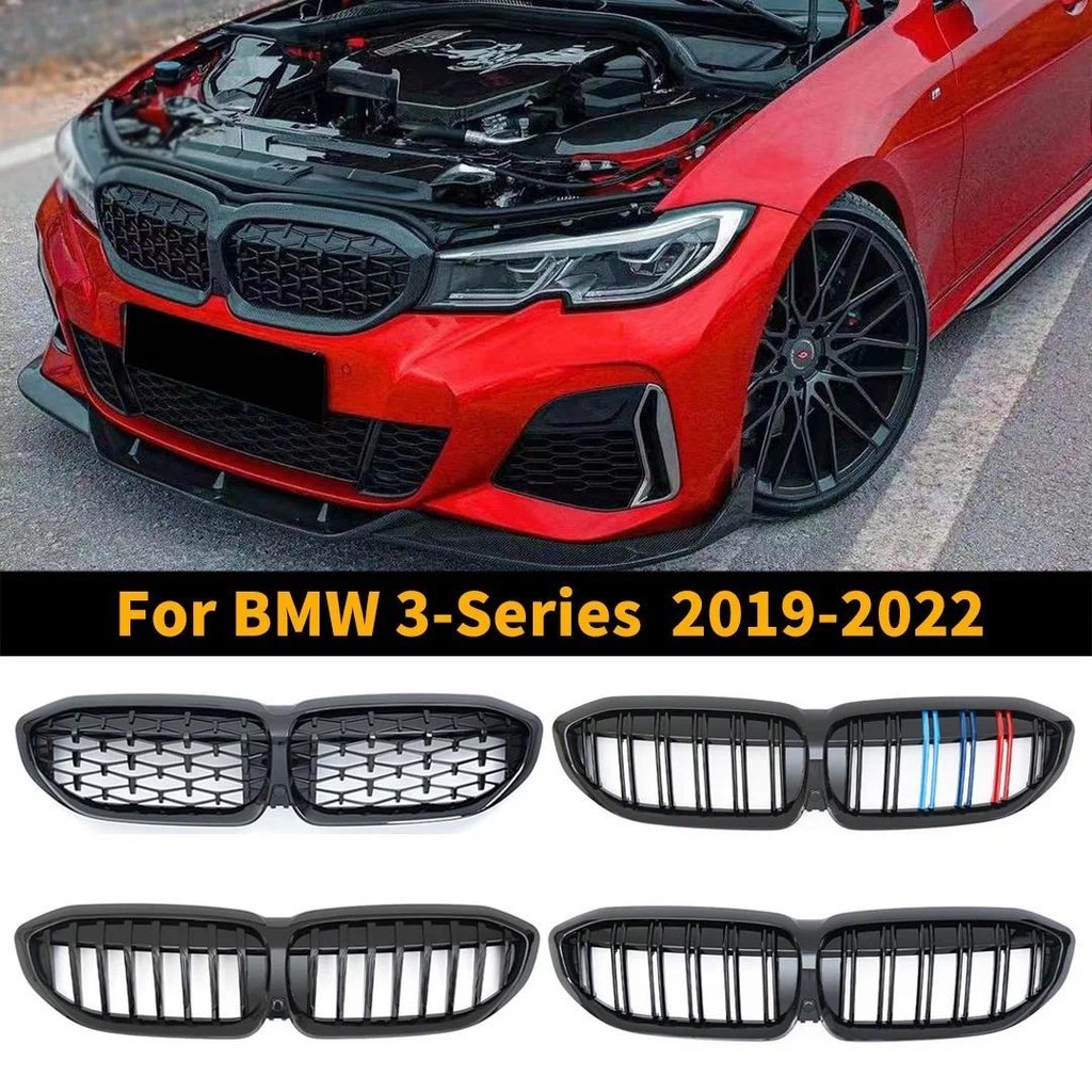 กันชนหน้า Grille Grill Mesh Grid Tuning สําหรับ BMW 3 G20 G21 2019-2022 318i 320i 320d 330i 340i 340