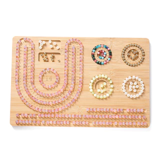ถาดร้อยลูกปัดไม้แท้ (Bamboo) บอร์ดออกแบบสร้อยคอ กำไลข้อมือ มีสเกลวัดขนาด สำหรับงาน DIY แฮนด์เมดมืออาชีพ