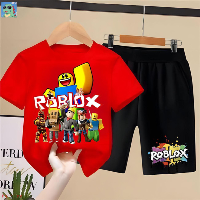 【MaliTee】เซ็ตชุดเด็ก เสื้อ+กางเกง Robloxเสื้อยืดเด็ก คอตตอน ชุดสูทเด็กผู้ชาย ชุดลำลอง 2 ชิ้น แฟชั่น สำหรับเด็
