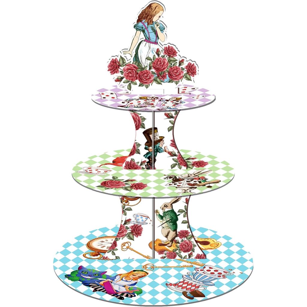 CC HOME Tea Party Cupcake Stand 3 ชั้นดอกไม้ Party Supplies เค้กสําหรับวันเกิดตกแต่ง