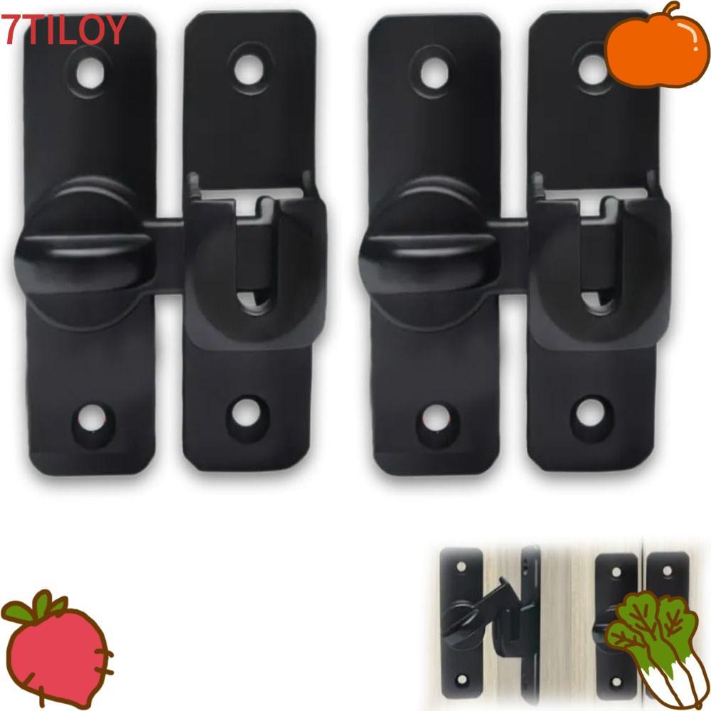 7TILOYSHOP หัวเข็มขัดประตูกันขโมย, ล็อคสลักพลิกที่ทนทานป้องกันการโจรกรรม, ตู้สลักประตูฮาร์ดแวร์ประตูบานเลื่อนแบบสร้างสรรค์ 90 องศา