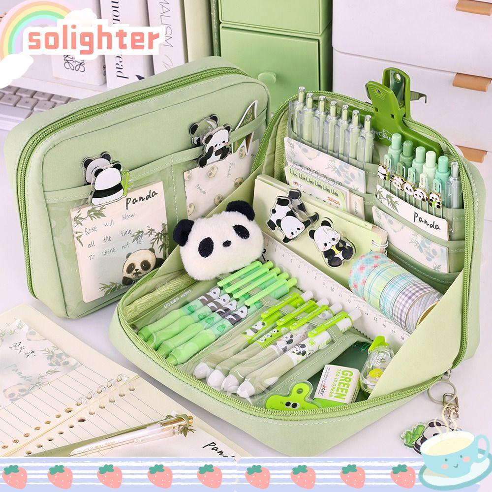 SOLIGHTER กระเป๋าปากกา, ดินสอเปิดขนาดใหญ่ 90 องศา 12 ชั้น, มัลติฟังก์ชั่นความจุขนาดใหญ่รอบซิปเครื่องเขียน Organizer นักเรียน