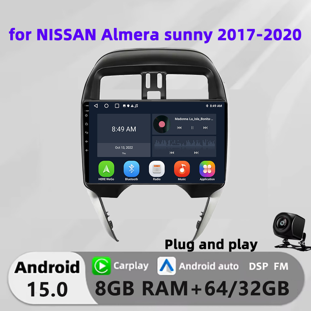 Honxun เครื่องเสียงรถยนต์หน้าจอสัมผัส android หัว 10.1 นิ้ว NISSAN Almera sunny 2017-2020 carplay an