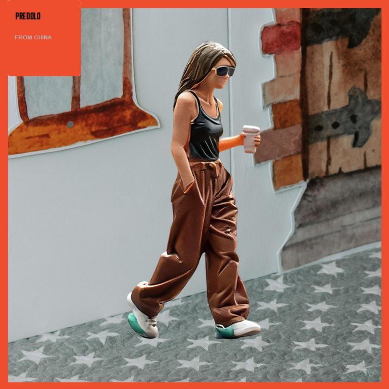 [Predolo] 1:64 Girl with Coffee Model Tiny People Model Role Play Photo Prop