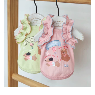 Simple Lace Camisole Casual Cartoon Summer Thin Pet Clothes for Small Dogs Bichon Teddy