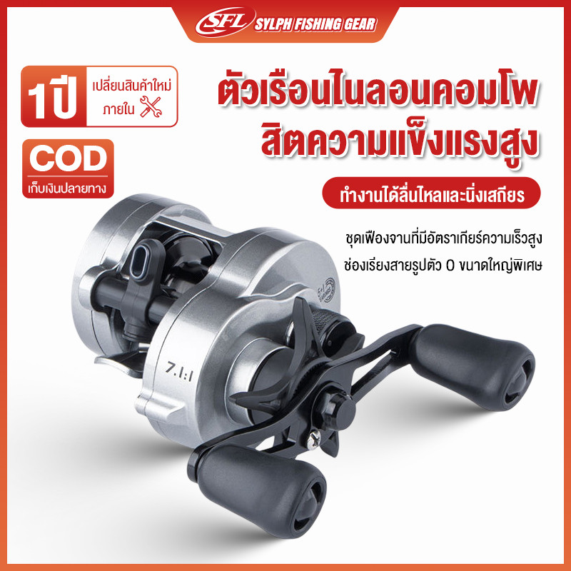 SYLPH R1/R2 DC อุปกรณ์รอกล้อหมุน แบริ่ง 8 กก. อัตราทดเกียร์ 5+1BB 7.1:1 ความแข็งแรงสูง สําหรับใช้ในการตกปลาน้ําเค็ม