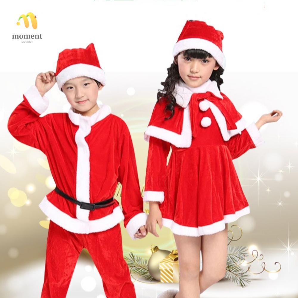 ชุดคอสเพลย์ซานตาคลอส สีแดงอบอุ่น สำหรับครอบครัว ชาย หญิง และเด็ก