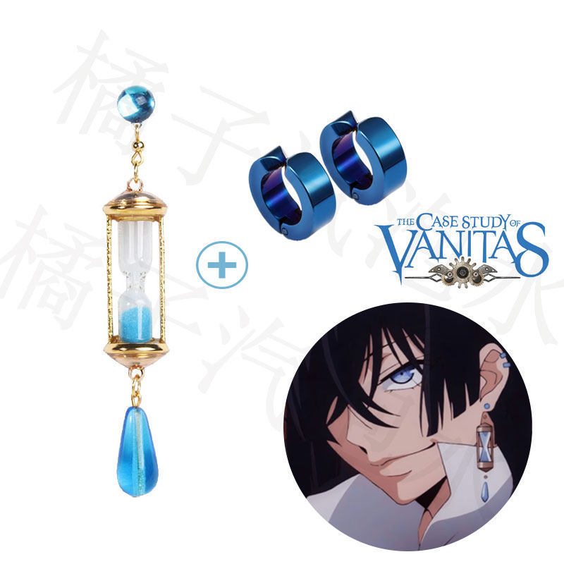 ต่างหู Vanitas Vanitas Notes COS สไตล์การ์ตูนสองมิติ แบบคลิปหูพร้อมนาฬิกาทราย