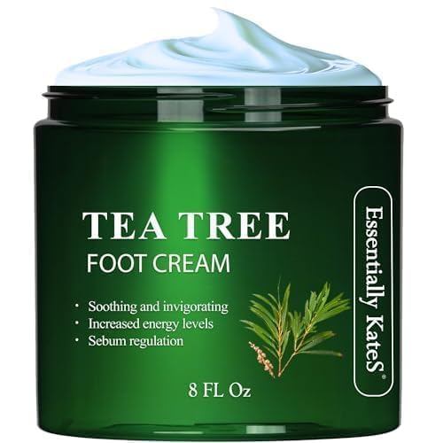 ที่สําคัญ KateS Tea Tree Oil Foot Cream 8 Fl Oz - Toe Nails, Athletes Foot, กลาก, Jock Itch, กลิ่นเท