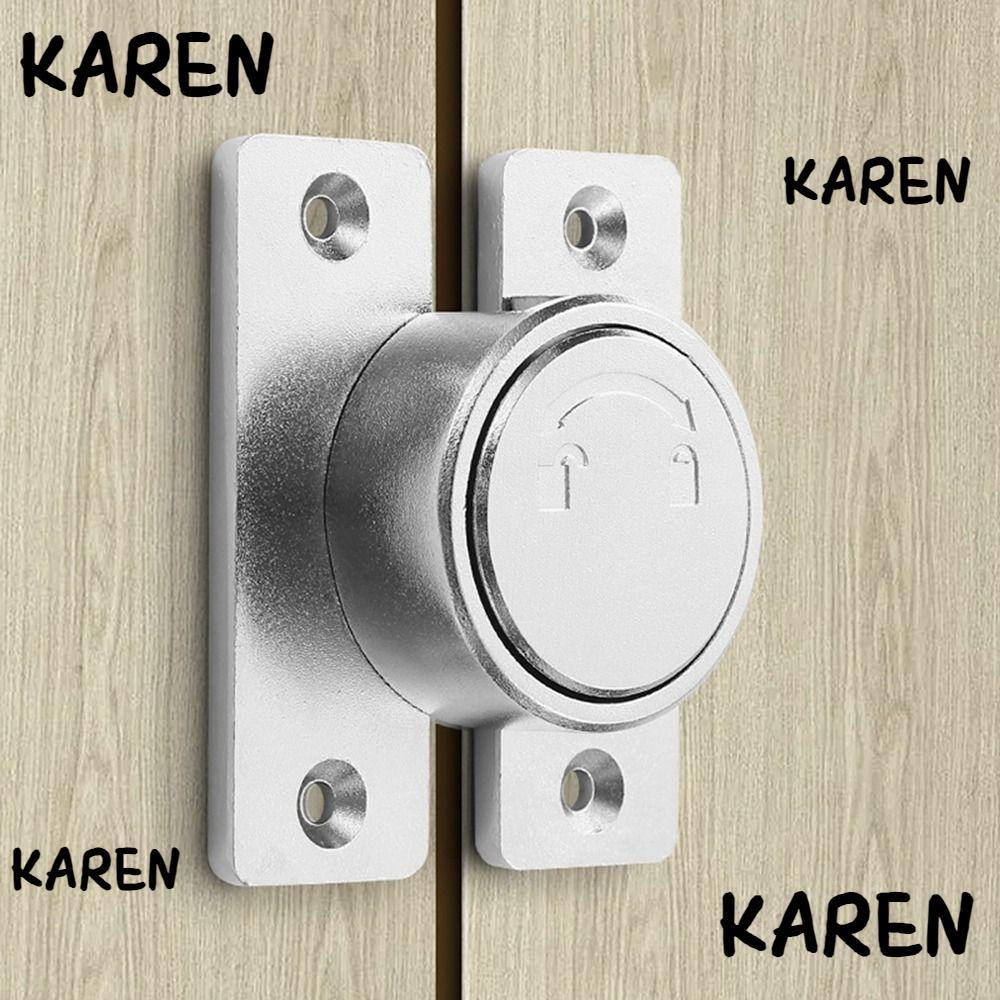 KARENGOODS หัวเข็มขัดกันขโมย ไม่ต้องเจาะ 90°/180° สลักประตูบานเลื่อน, ประตูกลอนประตูฮาร์ดแวร์กันขโมยโลหะผสมสังกะสี