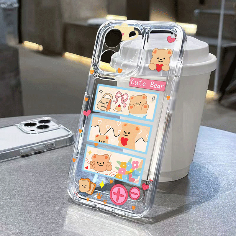 เคสลายหมีขนมหวานน่ารักสําหรับ IPhone 17 15 16 11 13 12 14 Pro Max X XR XS Max Soft Case
