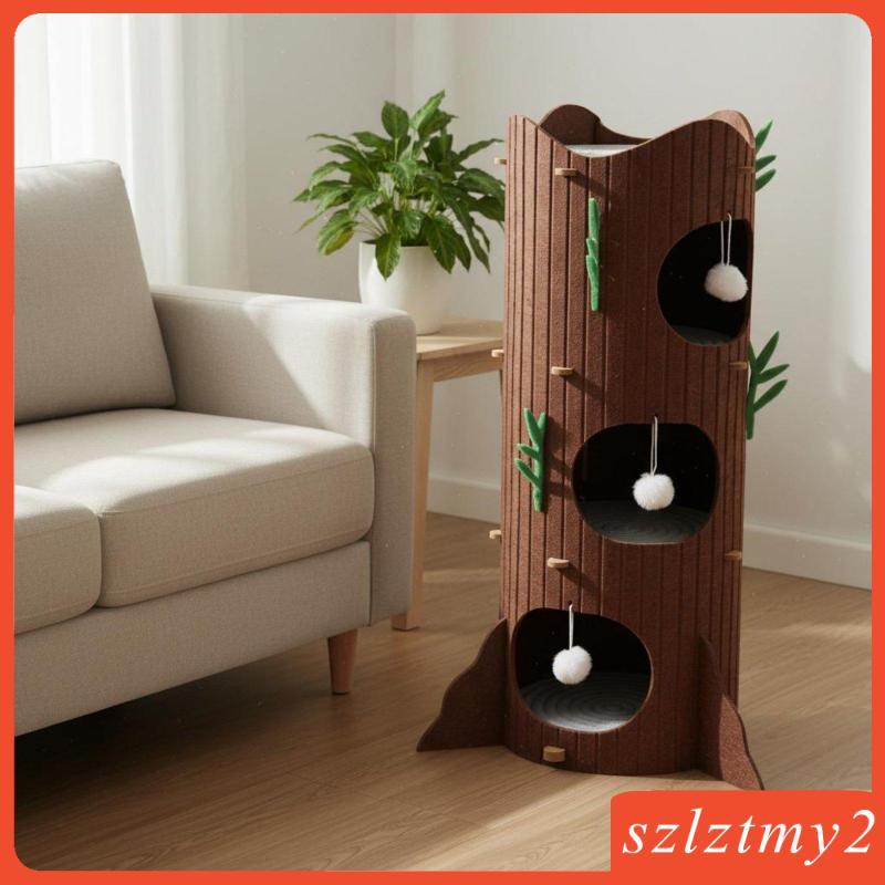 [Szlztmy2] Felt Cat House Semi Enclosed Multi Cat Climbing Tower สําหรับแมวเล่นโครงสร้างกิจกรรมในร่ม