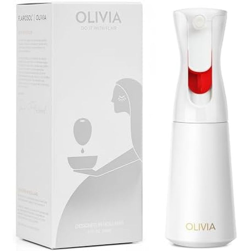 OLIVIA Signature Oil Sprayer for Cooking, 200ml Glass Olive Oil Sprayer, Continuous Cooking Spray wi