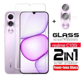 Realme C100i 2026 2 In 1 ป้องกันหน้าจอกระจกนิรภัยฟิล์มสําหรับRealme C100 ix C100i C100x C83 RealmeC100 i RealmeC100iกล้องกลับเลนส์ป้องกันกระจกคลุมทั้งหมดฟิล์มด้านหน้า