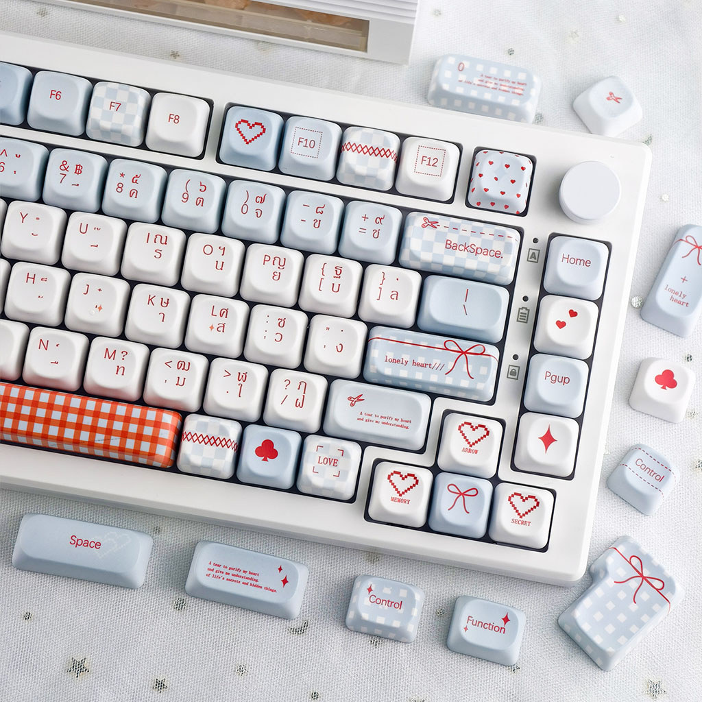 MAIMOOO Polka Dot Sweet Kiss Thai Keycap MOA/เชอร์รี่โปรไฟล์ 120 คีย์ PBT Dye Sublimation Aula F75 F