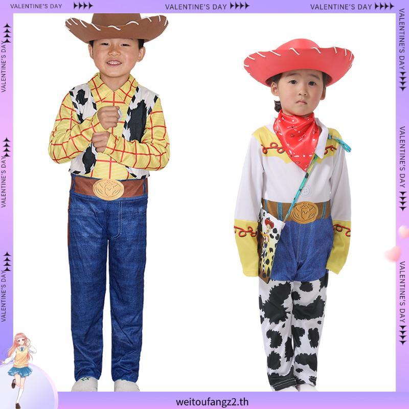 🇹🇭 ชุดฮาโลวีน ชุด halloween เด็ก ชุด toy story Woody Cosplay Costume for Kids Boy Western Cowboy Hat