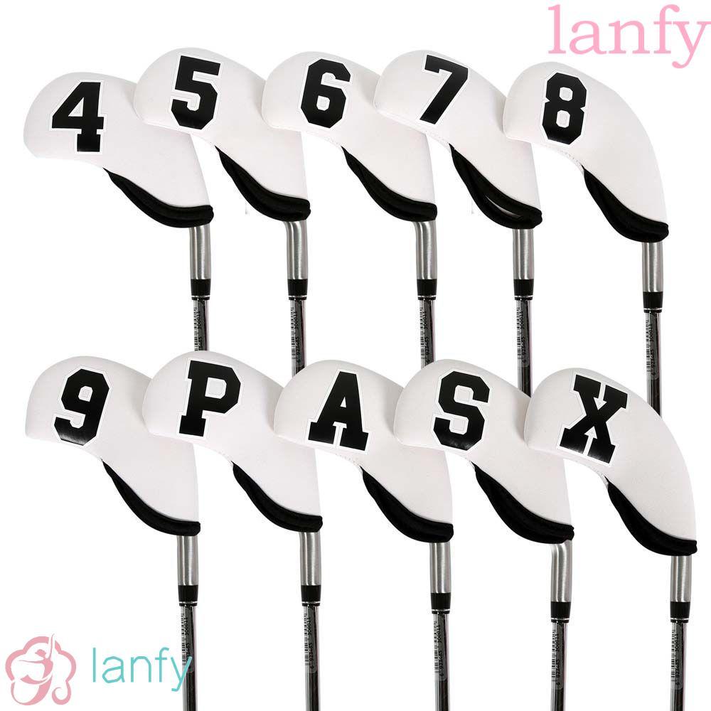 LANFY ฝาครอบหัวไม้กอล์ฟ 10 ชิ้นในเซ็ต ออกแบบมาเพื่อปกป้องอุปกรณ์พัตเตอร์ กับตัวเลข 4-9, P, A, และ X สำหรับการป้องกันที่ทนทาน