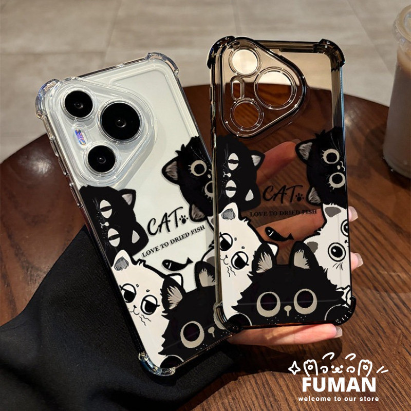น่ารักสีขาวสีดําแมวเคสโทรศัพท์สําหรับ iQOO Z11X Z11 Z10 Z10R Z10X Z9 Turbo Z9X Z9S Z8 Z8X Z7 Z7X Z7i
