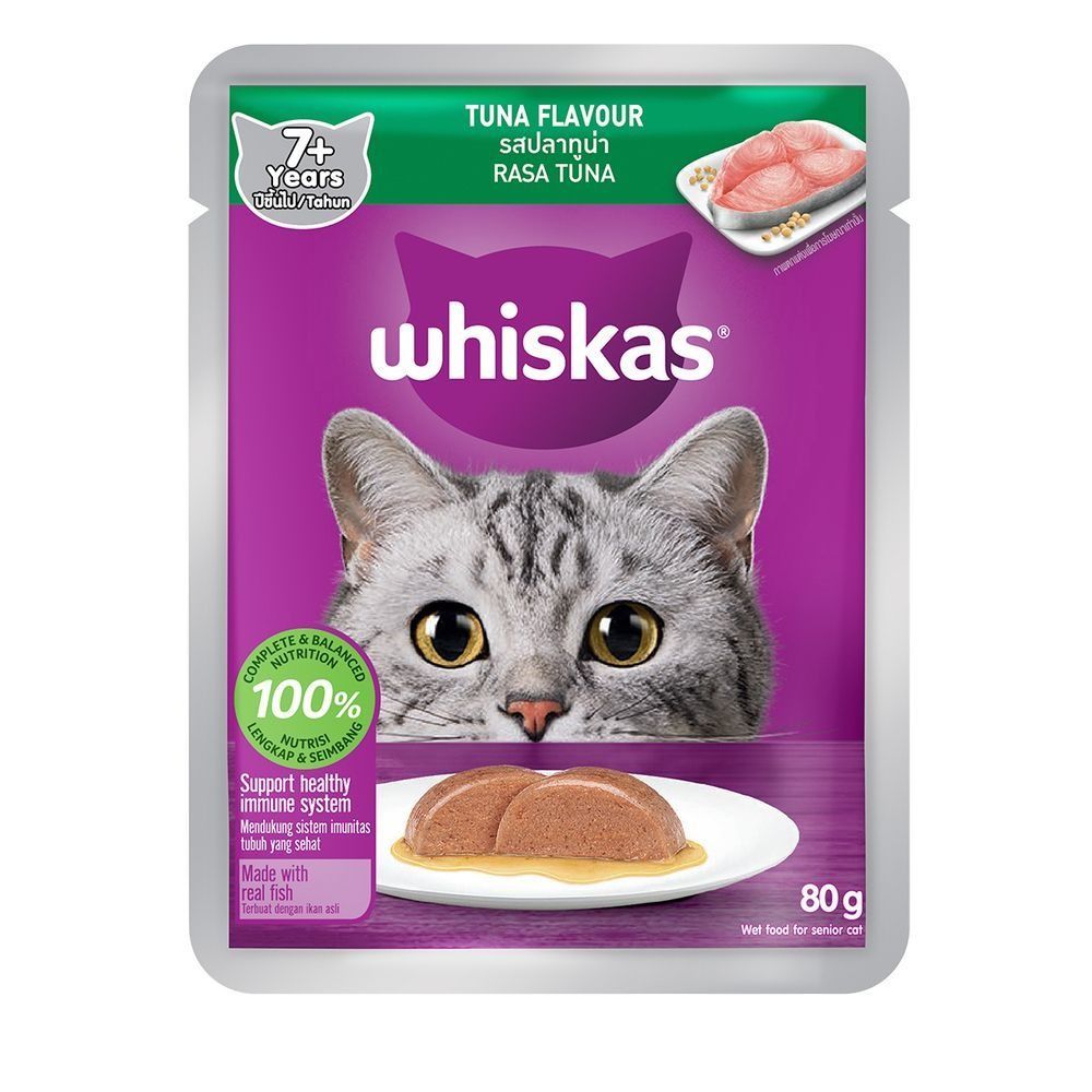 [สินค้าส่งด่วน] วิสกัส เพาช์ ซีเนียร์ รสทูน่า 80ก WHISKAS POUCH SENIOR TUNA 80G