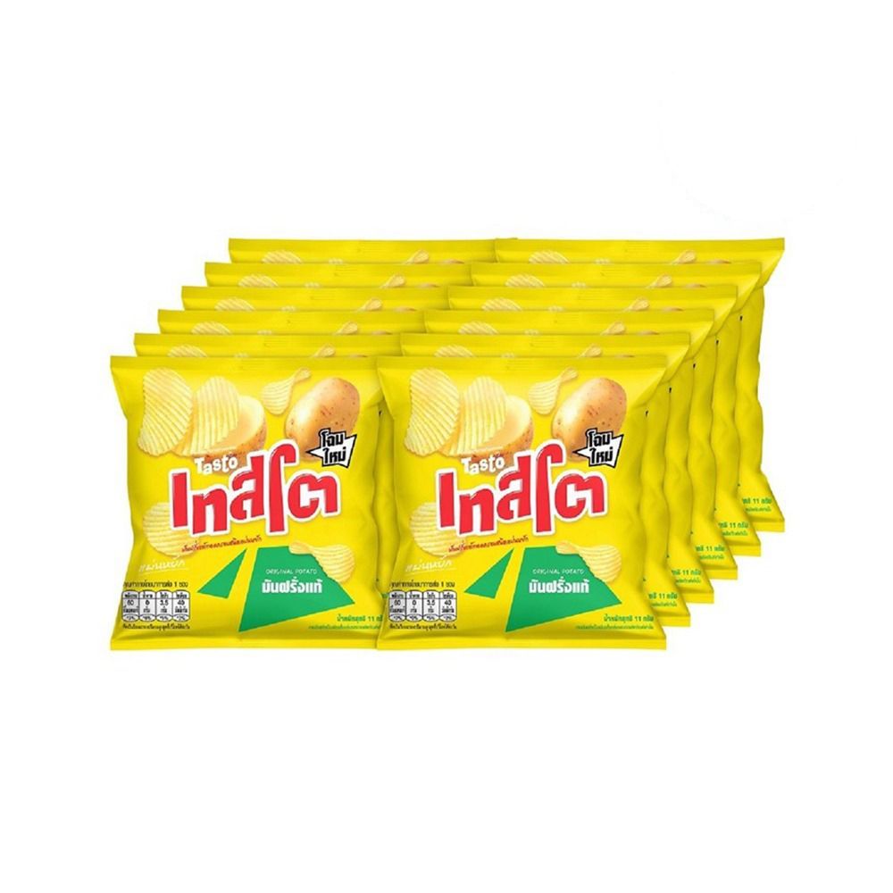 [สินค้าส่งด่วน] เทสโต แผ่นหยัก รสเกลือ 11ก. แพ็ค12 TASTO RIDGE CUT SALT 11G. PACK12