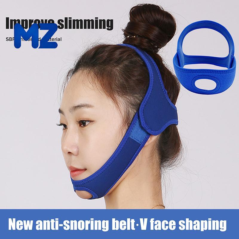 [MZ] Blue Anti Snore หยุดกรนสายรัดคางเข็มขัด Anti Apnea Jaw Solution Sleep Support Apnea เข็มขัดปรับ