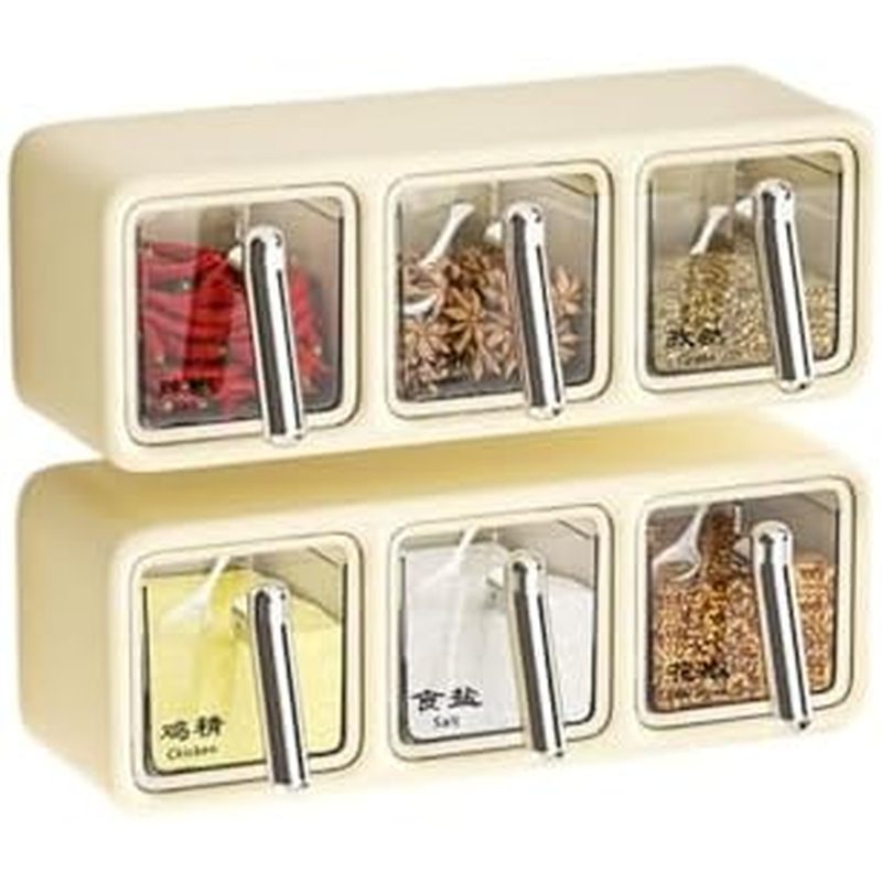 调盒家用厨房盐味精佐调收纳盒 Storage Bins,抽屉式壁挂调味罐组合套装 No Drilling Shelves for Bathroom Storage & Home D