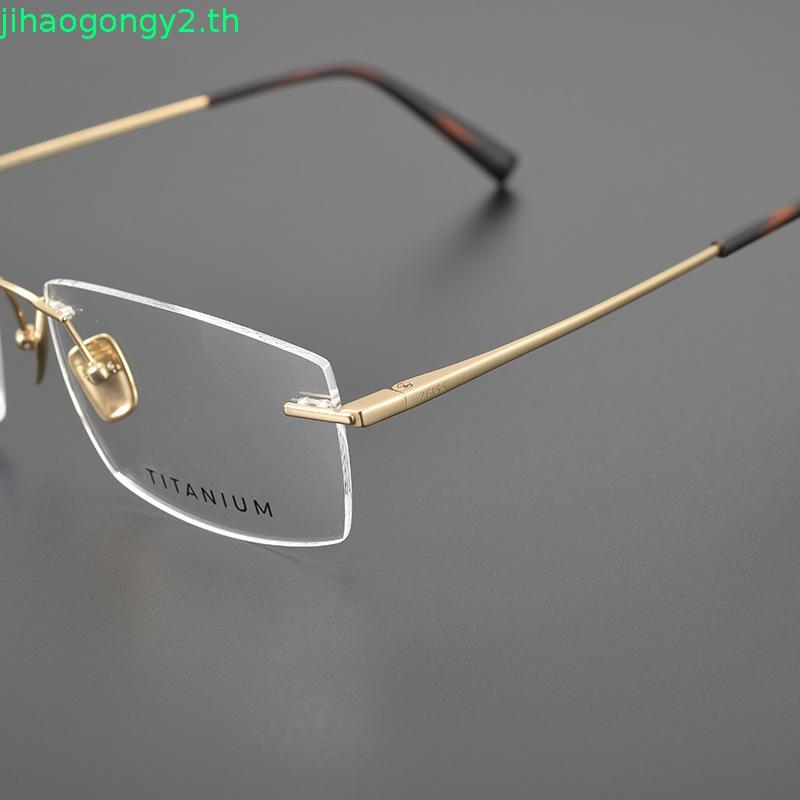 Zs60003 ZEISS Pure Titanium แว่นตากรอบแฟชั่น Rimless แว่นตาไม่แพ้ Pure Titanium Light-weight กรอบสแค
