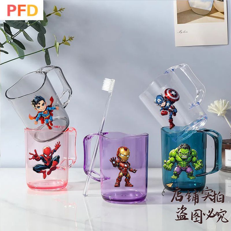 Spider-Man ประหลาดใจ การ์ตูนถ้วยน้ําแปรงถ้วยน้ํายาบ้วนปากถ้วยไอรอนแมนสไปเดอร์แมนกัปตันอเมริกาสร้างสรรค์ถ้วยดื่มแปรงถ้วยพลาสติก