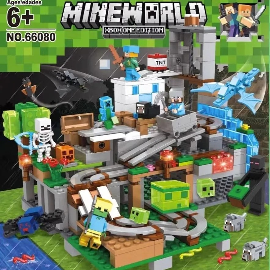 lego minecraft minecraft toy บล็อกตัวต่อจีน Minecraft Series เด็กการศึกษาประกอบของเล่น Mineral Organs Cave Tree House Minifigures ของขวัญ
