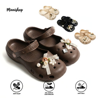 LYLIA Sepatu Sandal Wanita Bustong Ringan Empuk Nyaman Bahan Karet Jelly Elastis Anti Slip Tahan Cuaca Kualitas Premium Size 36-41 - Sendal