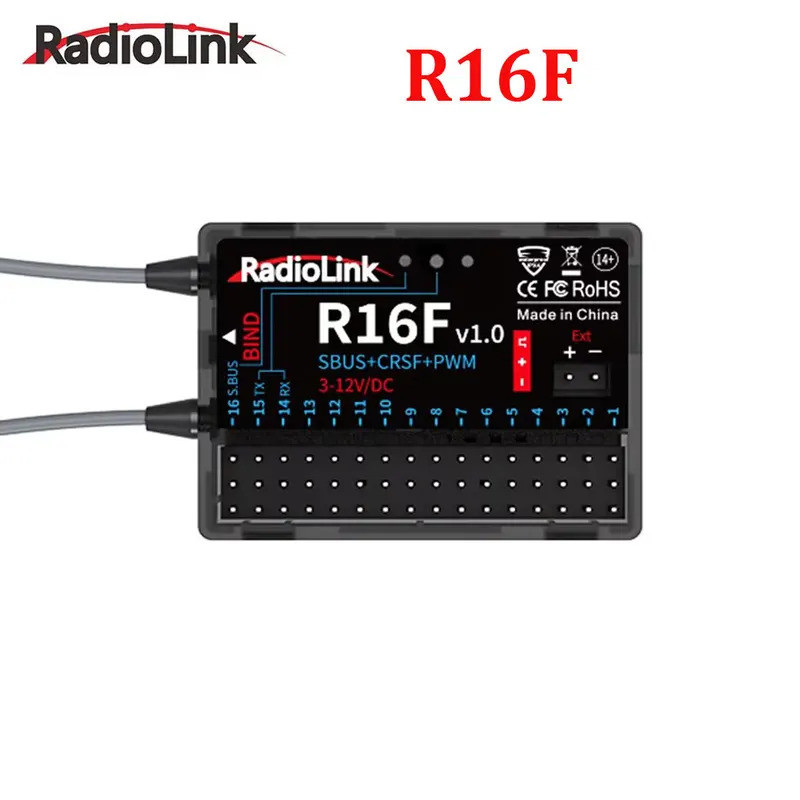 HB Radiolink R16F 16 Channle 2.4G Gyro RC ตัวรับสัญญาณรถแรงดันไฟฟ้า Telemetry 600m Long Range RX สํา