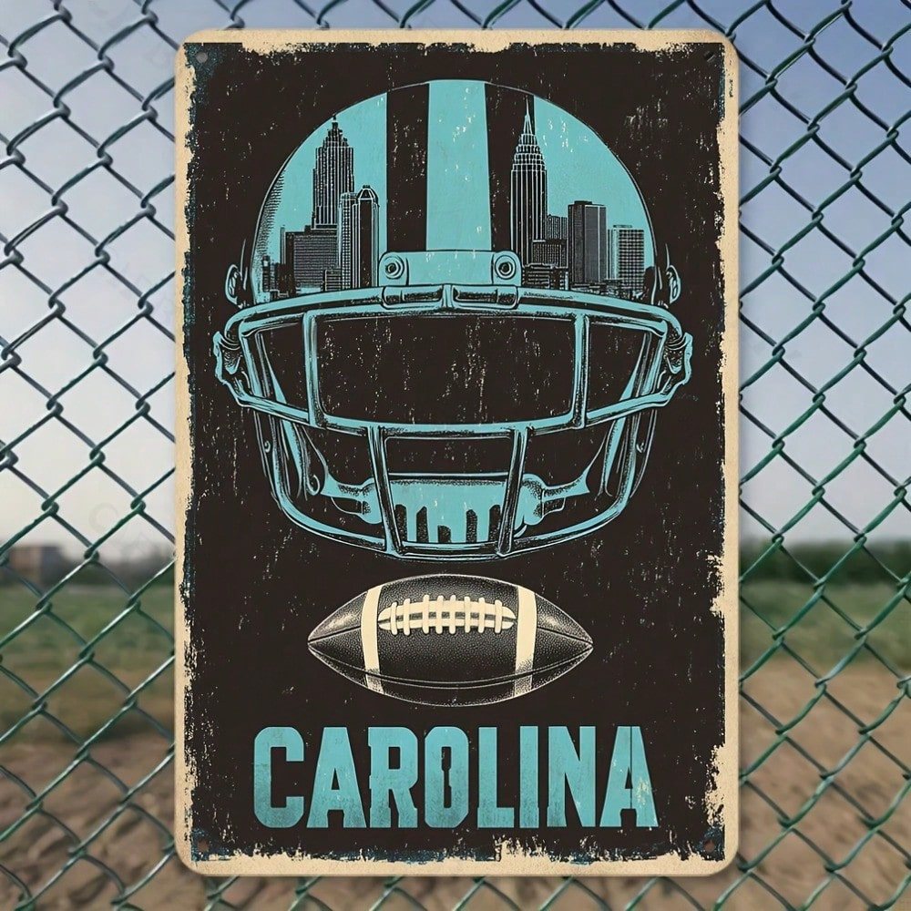 CIFbuy Vintage ป้ายโลหะ Carolina Football Decor 8x12 นิ้ว Wall Art สําหรับ Man Cave Bar โรงรถ