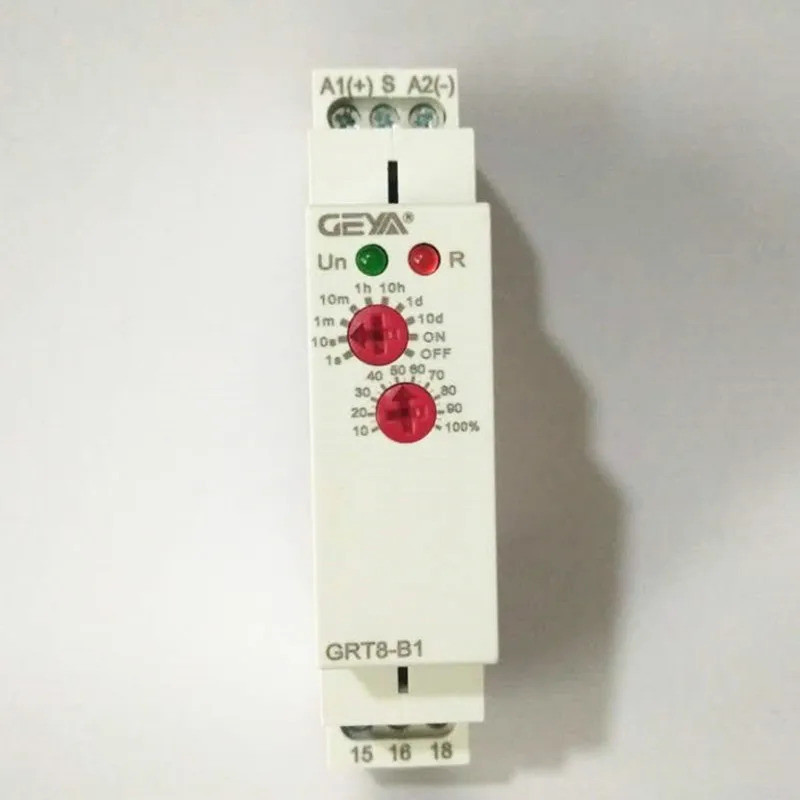 FZ1pcs DIN Rail 16A 12V 24V 220V SPDT Delay OFF Timer GRT8-B AC230V หรือ AC/DC12-240V Off Delay Time