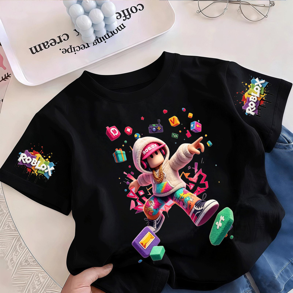 COD✅Kids T เสื้อเด็ก (พิมพ์ลายการ์ตูนจากเกม ROBLOX)ผ้าฝ้ายแท้ เหมาะ เด็กผู้ชาย และ เด็กผู้หญิง#01