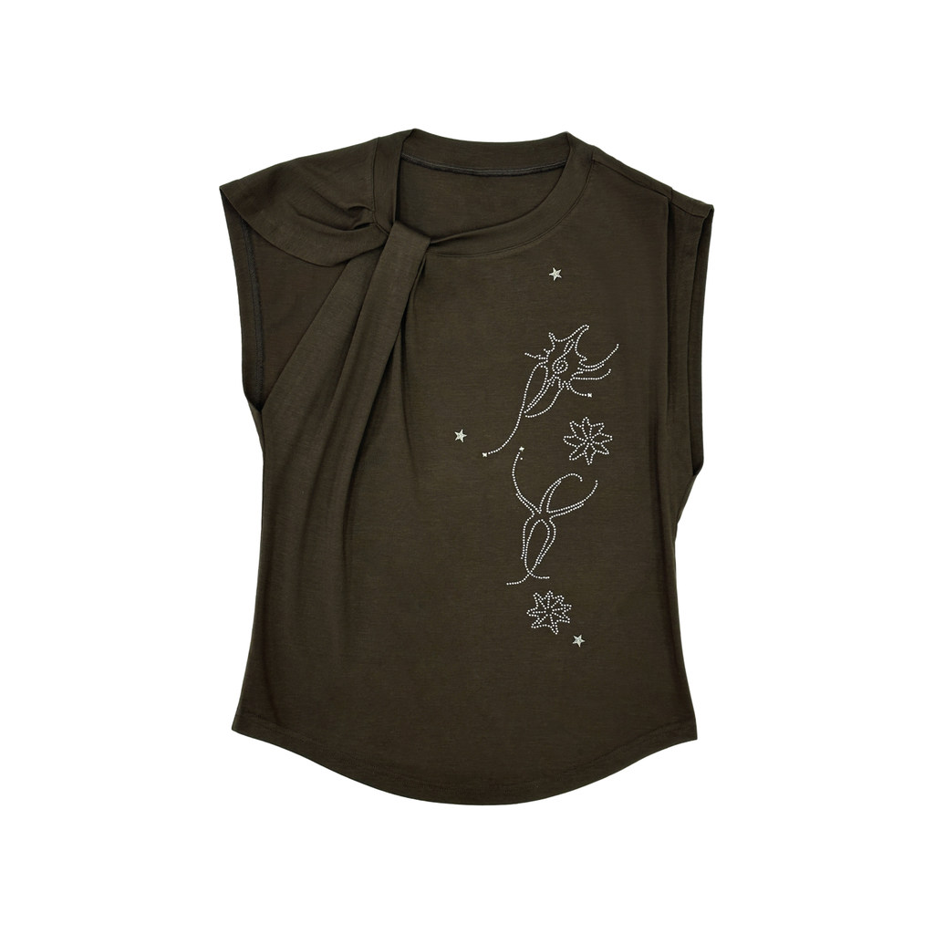 THELIGHT เสื้อยืดสั้นรุ่นดาวโชคดี แต่งคริสตัล ดีไซน์ไม่สม่ำเสมอ ใส่สบาย — صورة 5