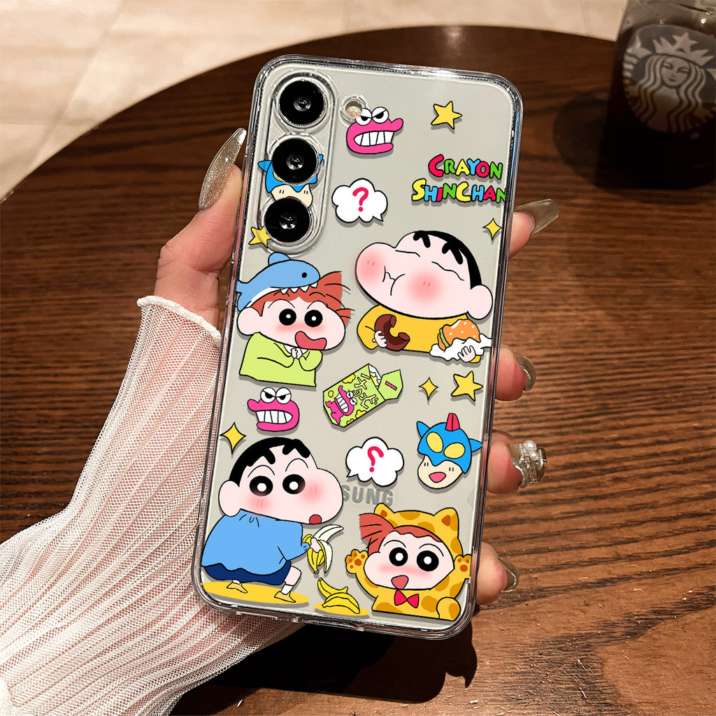 Lingrong เหมาะสําหรับ Samsung S26 เคสโทรศัพท์ขนม Crayon Shin-Chan GalaxyS25 ใหม่โปร่งใส S24 รวมทุกอย