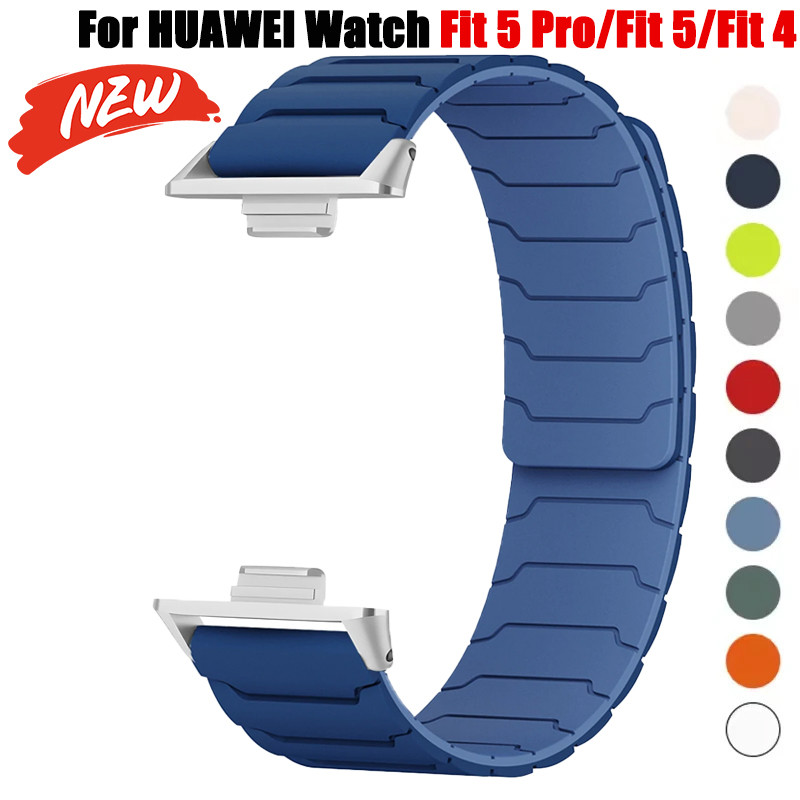 ซิลิโคนห่วงแม่เหล็กสําหรับHuawei Watch Fit 5 Pro/Fit 5/Fit 4 Proสร้อยข้อมือกีฬาสําหรับHuawei Fit 3/Fit 4 เปลี่ยนสายนาฬิกา