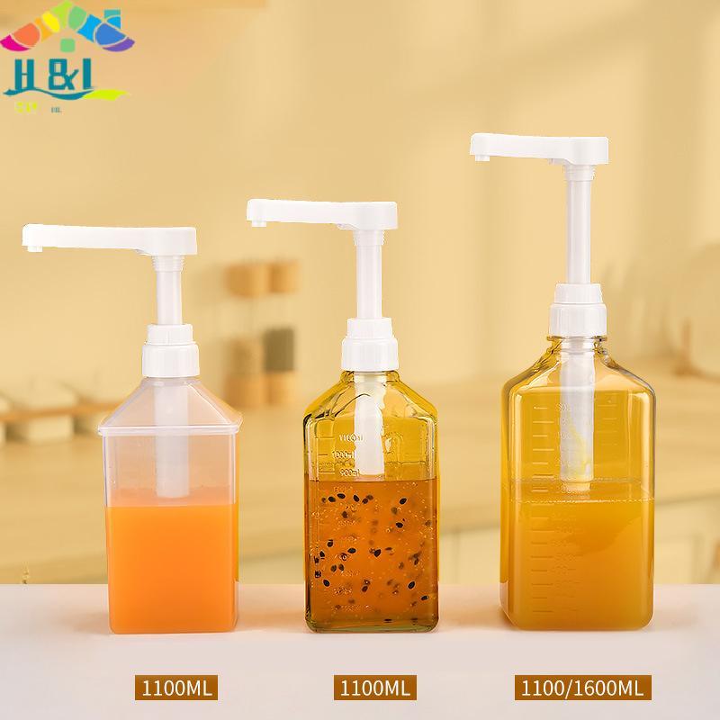 H&L 1100ml เครื่องจ่ายน้ําเชื่อมกาแฟ Multi-Function ซอสน้ําผึ้งซอสมะเขือเทศขวด 5/8/10CC ปั๊มขนาดน้ํา