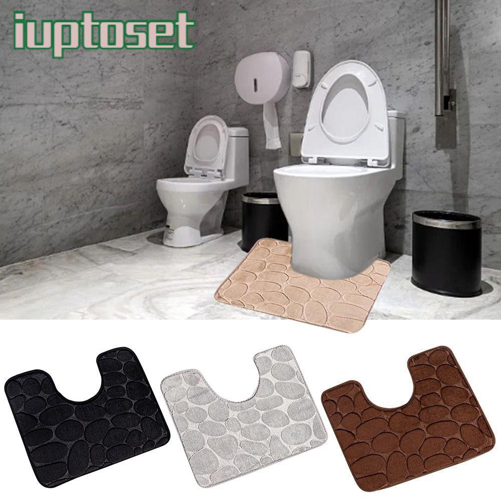 Iuptoset พรมห้องน้ํา,ลื่นสี่เหลี่ยมผืนผ้าชุดเสื่ออาบน้ํา,แท่น U-รูปโมเดิร์นหน่วยความจําโฟมฝาชักโครกพรมห้องน้ํา